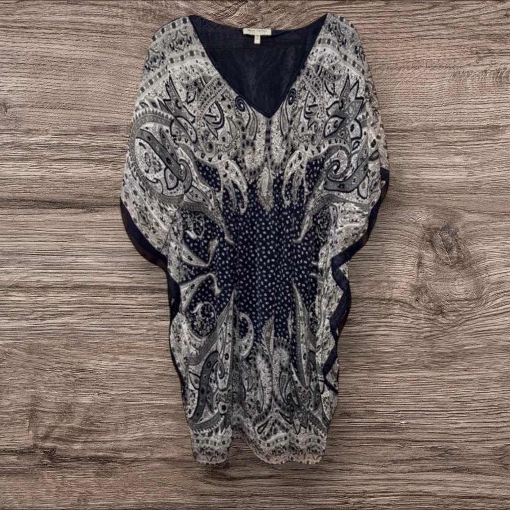 Speed‎ Control Chic Blue and White V-neck Paisley Kamono Style Dress Size 2X
